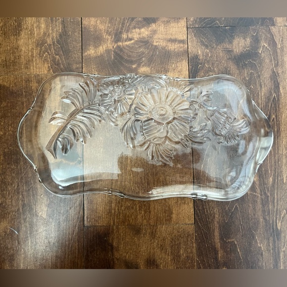 Rectangular Glass Tray with Flowers - Picture 3 of 7